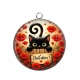 Pendentif Cabochon Argent - chat noir, chat alors