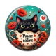Cabochon Résine - chat noir pause câlins