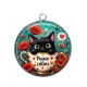 Pendentif Cabochon Argent - chat noir pause câlins
