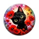 Cabochon Verre - chat noir 