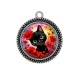 Pendentif Cabochon Argent - chat noir 