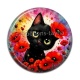 Cabochon Résine - chat noir 
