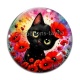 Cabochon Verre - chat noir 