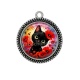 Pendentif Cabochon Argent - chat noir 
