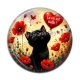 Cabochon Résine - chat noir  la vie est belle