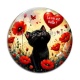 Cabochon Verre - chat noir  la vie est belle