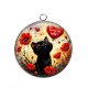 Pendentif Cabochon Argent - chat noir  la vie est belle