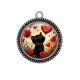 Pendentif Cabochon Argent - chat noir  la vie est belle
