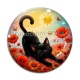 Cabochon Verre - chat noir 