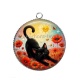Pendentif Cabochon Argent - chat noir 