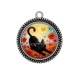 Pendentif Cabochon Argent - chat noir 