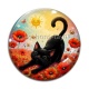 Cabochon Verre - chat noir 