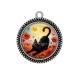 Pendentif Cabochon Argent - chat noir 