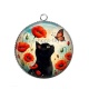Pendentif Cabochon Argent - chat noir 