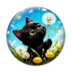 Cabochon Verre - chat noir 