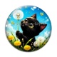Cabochon Verre - chat noir 