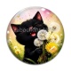 Cabochon Verre - chat noir 