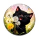 Cabochon Verre - chat noir 