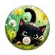 Cabochon Verre - chat noir 