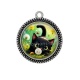 Pendentif Cabochon Argent - chat noir 