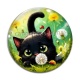 Cabochon Verre - chat noir 