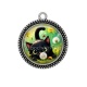 Pendentif Cabochon Argent - chat noir 