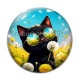 Cabochon Verre - chat noir 