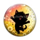 Cabochon Verre - chat noir 