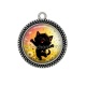 Pendentif Cabochon Argent - chat noir 