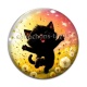 Cabochon Verre - chat noir 