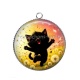 Pendentif Cabochon Argent - chat noir 