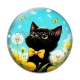 Cabochon Verre - chat noir 