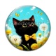 Cabochon Verre - chat noir 