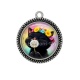 Pendentif Cabochon Argent - chat noir 