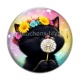 Cabochon Verre - chat noir 
