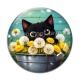 Cabochon Verre - chat noir 