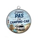 Pendentif Cabochon Argent - j'peux pas j'ai camping car
