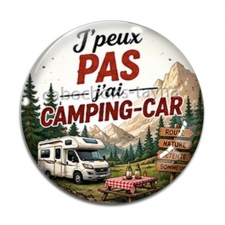 Cabochon Verre - j'peux pas j'ai camping car