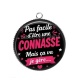 Pendentif Cabochon Argent - pas facile d'être une connasse mais ça va je gère