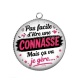 Pendentif Cabochon Argent - pas facile d'être une connasse mais ça va je gère