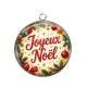 Pendentif Cabochon Argent - joyeux noël