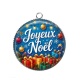 Pendentif Cabochon Argent - joyeux noël