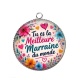 Pendentif Cabochon Argent - tu es la meilleure marraine du monde