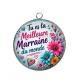 Pendentif Cabochon Argent - tu es la meilleure marraine du monde