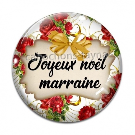 Cabochon Verre - joyeux noël marraine