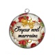 Pendentif Cabochon Argent - joyeux noël marraine
