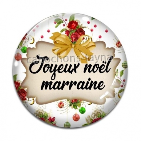 Cabochon Verre - joyeux noël marraine