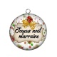 Pendentif Cabochon Argent - joyeux noël marraine