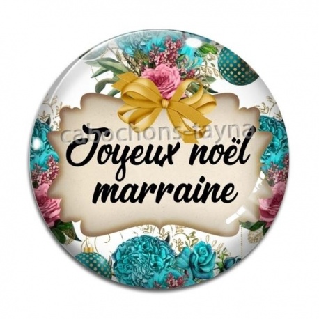 Cabochon Verre - joyeux noël marraine