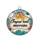 Pendentif Cabochon Argent - joyeux noël marraine